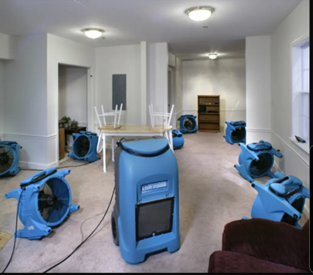 Air movers and dehumidifier setup for Water Extraction & Removal in Springtown